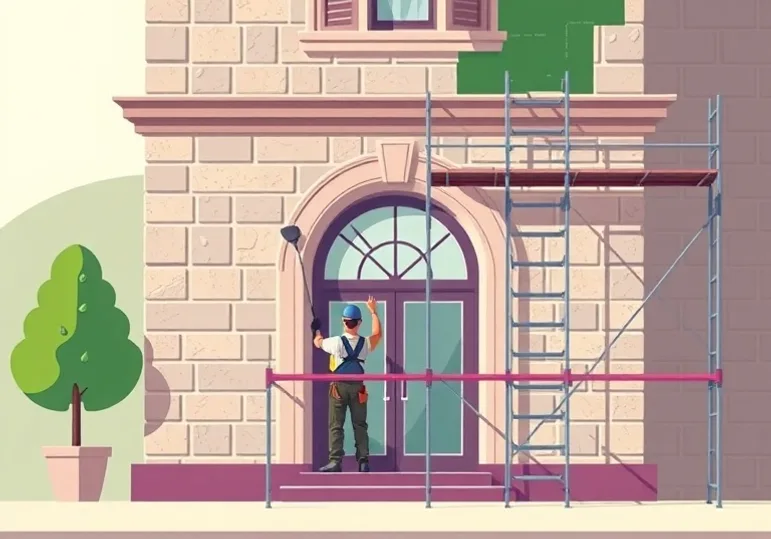 Ravalement de façade en pierre, nettoyage et application d'enduit