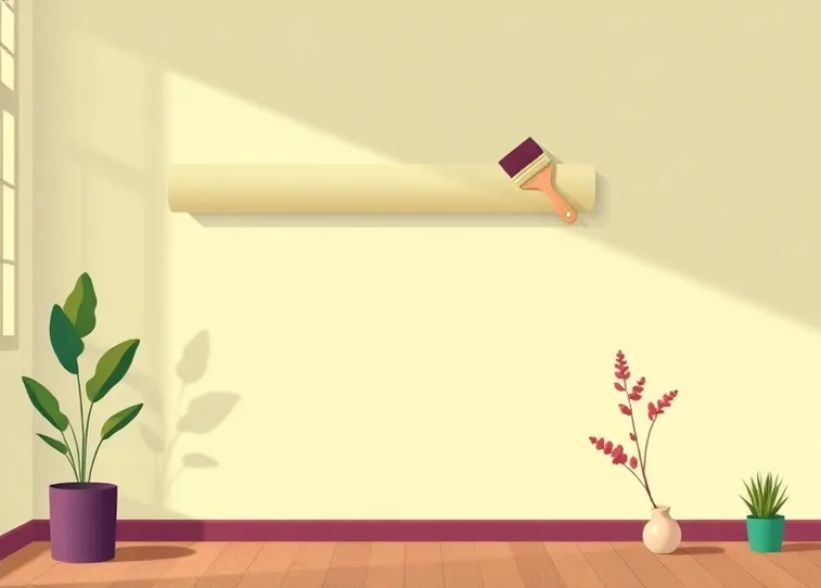 Pose de papier peint, rouleau et brosse à maroufler